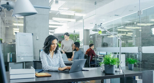 woman working on a laptop
