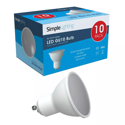 10 x 5w Dimmable GU10 LED Lamps
