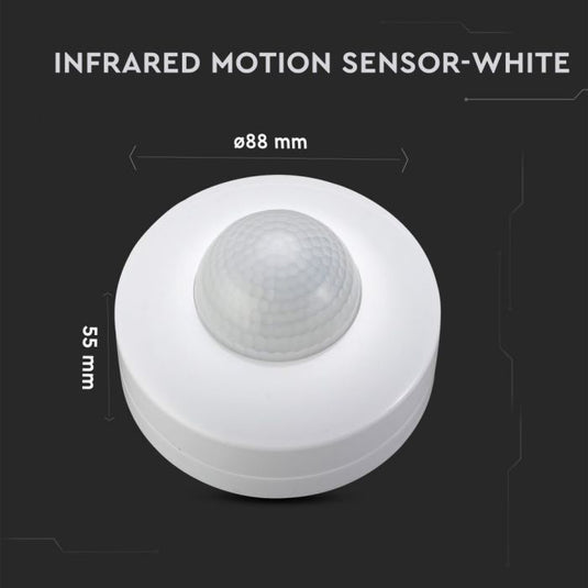 PIR sensor dimensions: 88mm across, 55mm deep