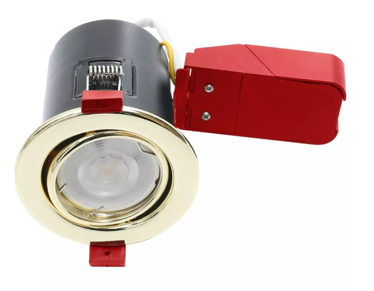 Fire Rated, Adjustable GU10 Downlight - Antique Brass
