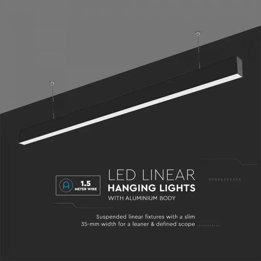 LED Linear Suspension Light, Samsung Chips - Black Finish With aluminium body