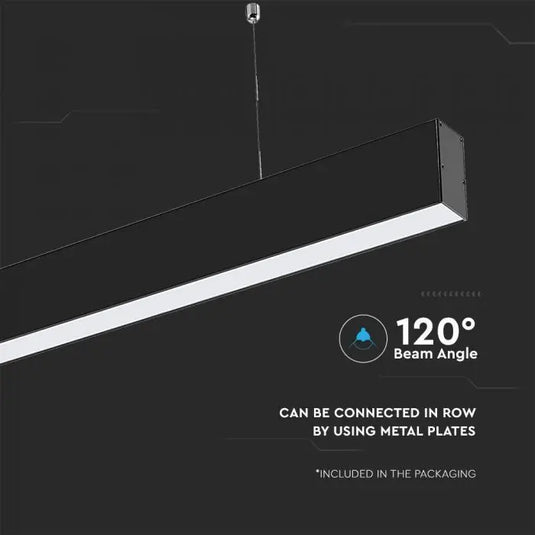 LED Linear Suspension Light, Samsung Chips - Black Finish 120 beam wide angle