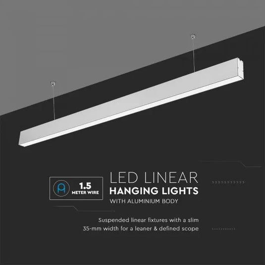 40W LED Linear Hanging Light, Samsung Chip, aluminium body - Silver