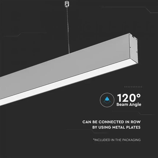 40W LED Linear Hanging Light, Samsung Chip - Silver wide 120 beam angle
