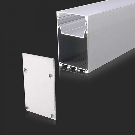 White aluminium LED profile with its milky diffuser cover beside it