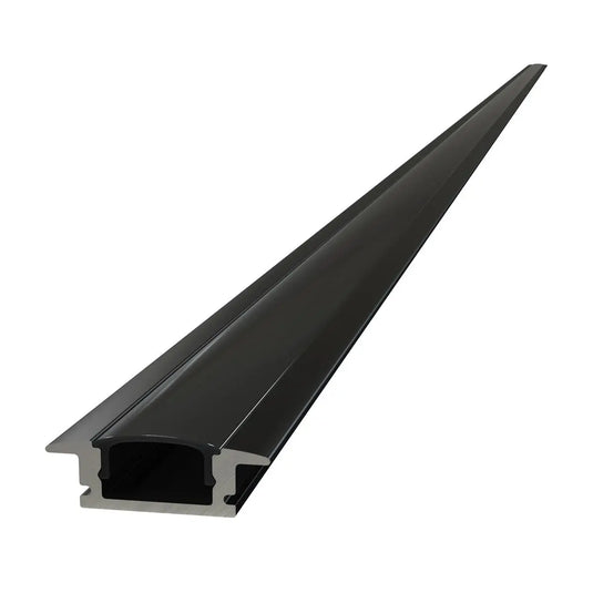 Black Aluminium Profile, Recessed With Cover and End Caps full shot