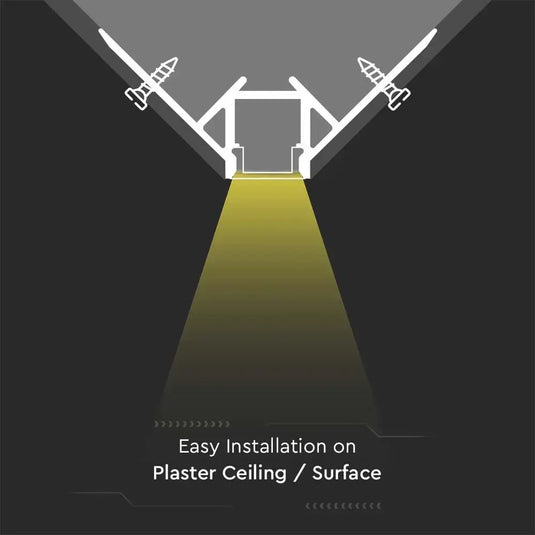 2m Silver Plaster-In LED Aluminium Profile With Diffuser installation set up