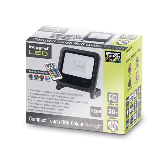 30w RGB LED Flood Light, Colour Changing With Remote Control in a box