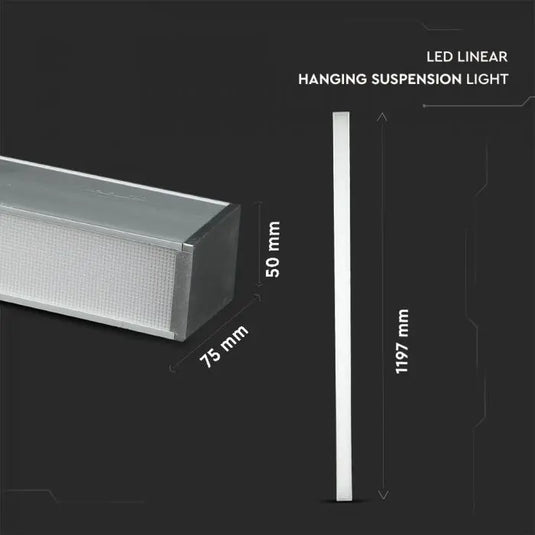 LED Linear Hanging Suspension Light, Samsung Chip- Silver dimensions