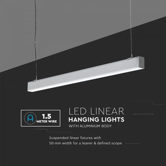 LED Linear Hanging Suspension Light, Samsung Chip- Silver 1.5 metre wire included and aluminium body