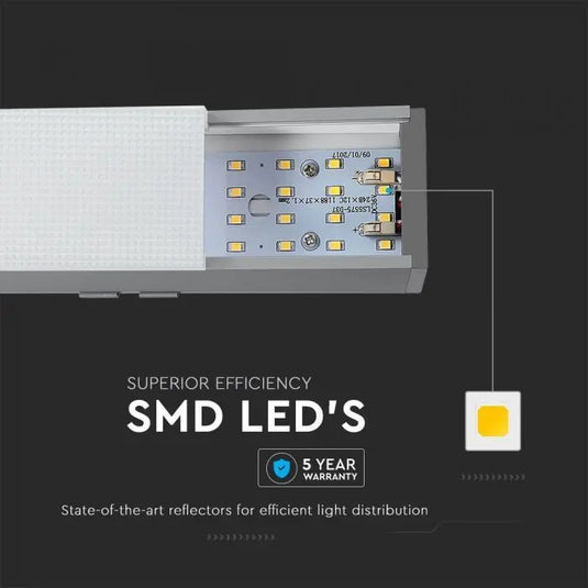 LED Linear Hanging Suspension Light, Samsung Chip- Silver with SMD LEDs