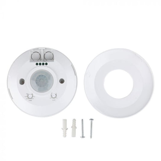 White slimline PIR sensor with fixing screws