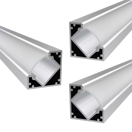 Pack of 3 Corner Aluminium LED Profiles - 45 degrees