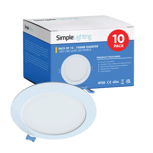 Pack of 10 round LED panel lights