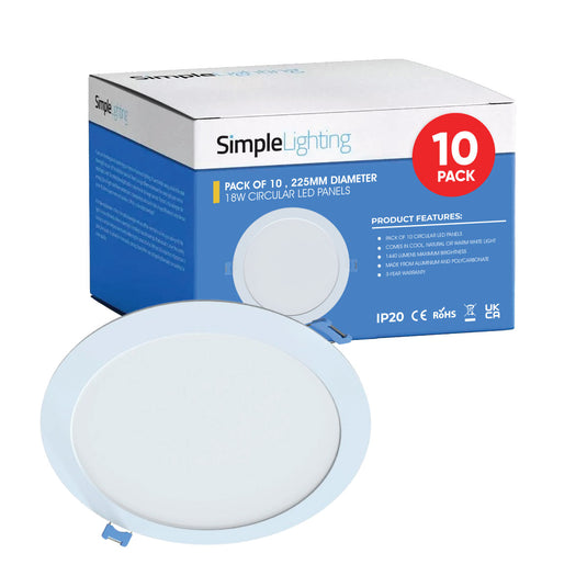 Pack of 10 round 18w LED panels