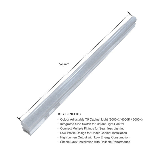 575mm T5 cabinet light with its length marked