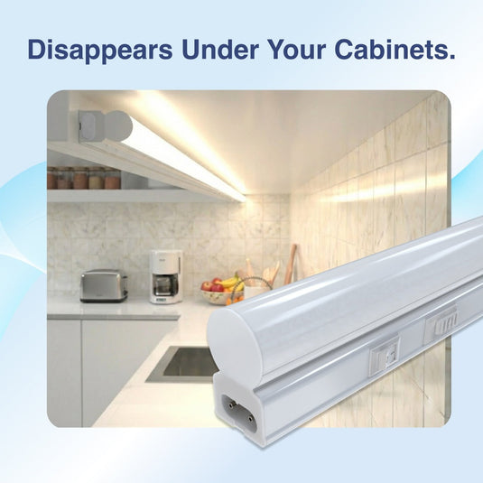 Close up of the T5 light fitted under a kitchen cabinet