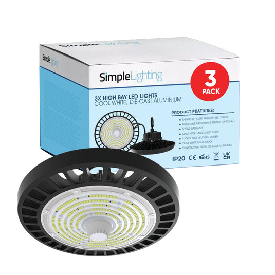 Pack of 3 round 200w LED high bay lights