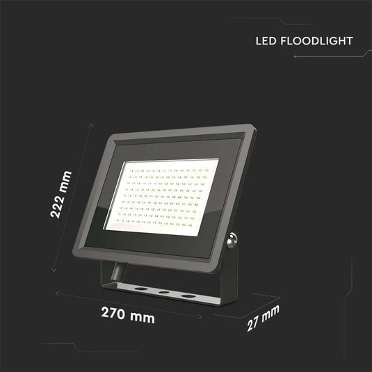 100w Black LED Floodlight in Cool White, 6500K dimensions