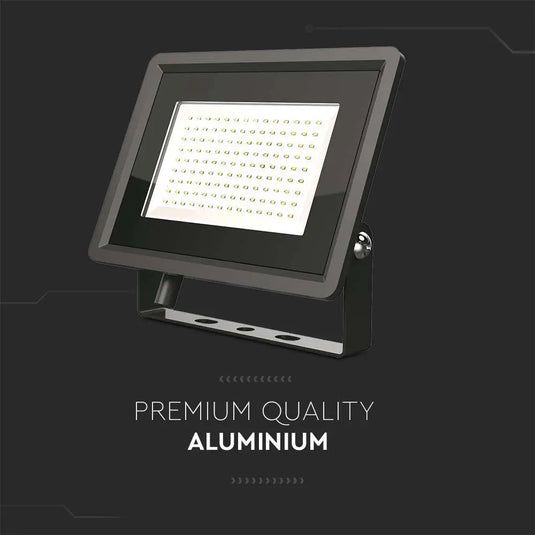 100w Black LED Floodlight in Cool White, 6500K premium quality black aluminium body