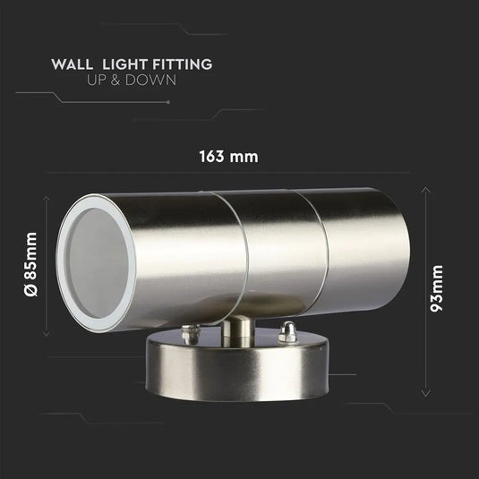 Twin IP44 Outdoor Stainless Steel Wall Light - GU10 dimensions