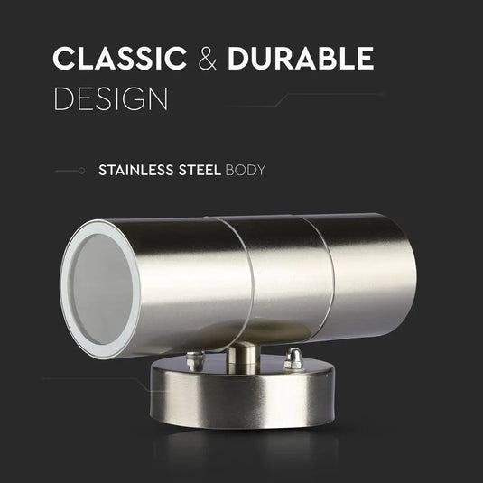 Twin IP44 Outdoor Stainless Steel Wall Light - GU10, features rustless design