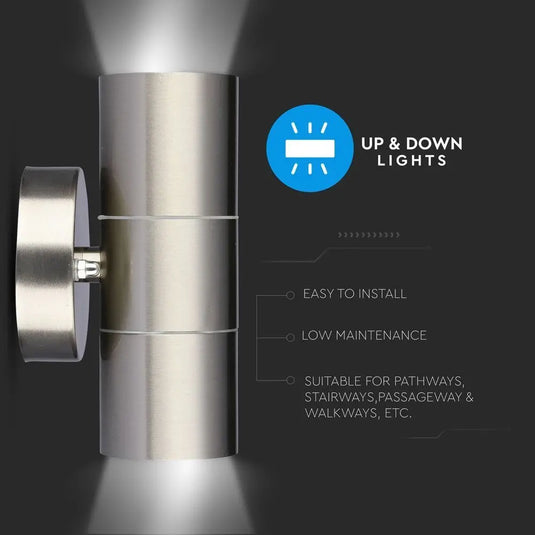 Twin IP44 Outdoor Stainless Steel Wall Light - GU10 - easy to maintain