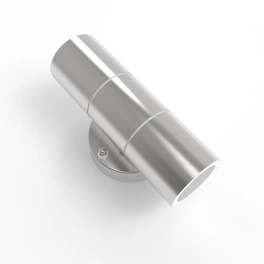 Twin IP44 Outdoor Stainless Steel Wall Light - GU10 full shot