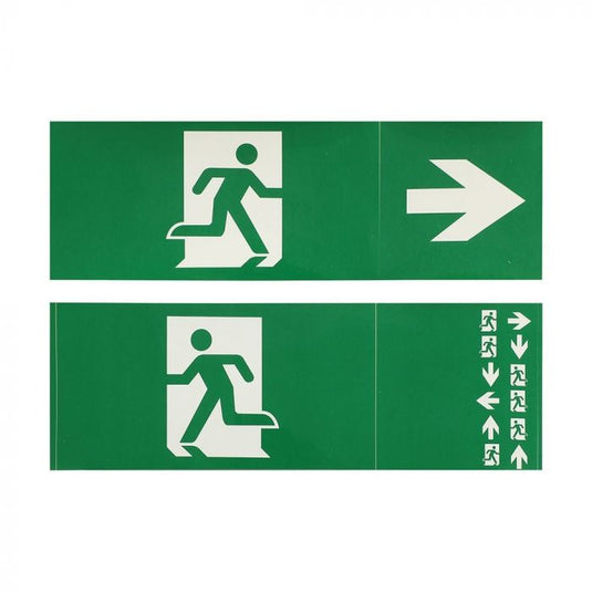 Interchangeable exit legends with arrows