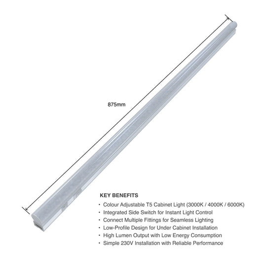 875mm T5 cabinet light with its length marked