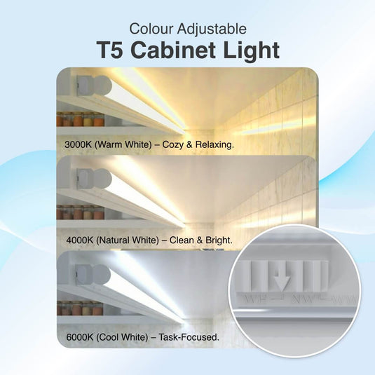 T5 cabinet light in 3000K, 4000K and 6000K with the side switch