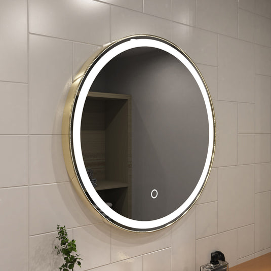 Titanium Gold LED Bathroom mirror in natural white light