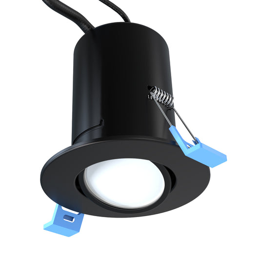 Black Tilt IP20 Downlight - Side