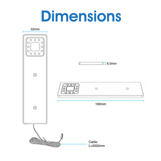 Dimensions of the slim under cabinet light