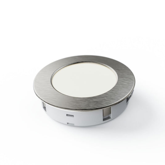 Under cabinet light in brushed chrome from below