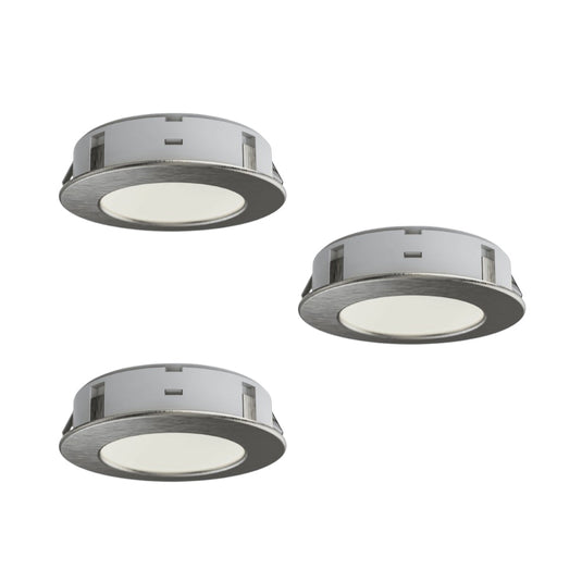 Three recessed under cabinet lights