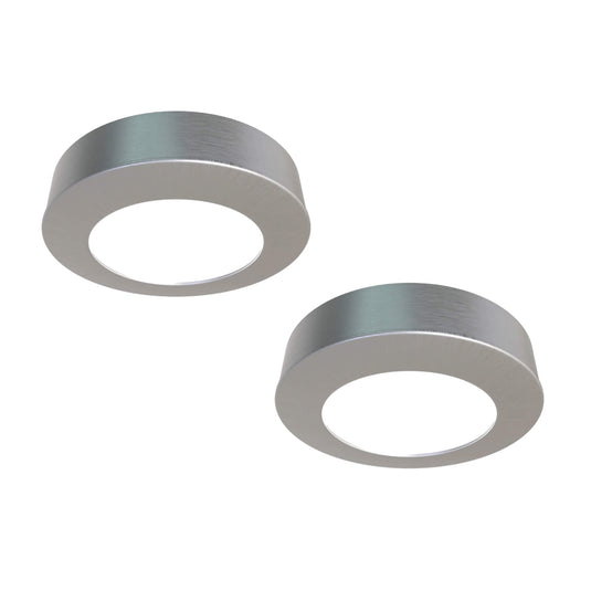 Pack of two surface mount under cabinet lights with mounting rings