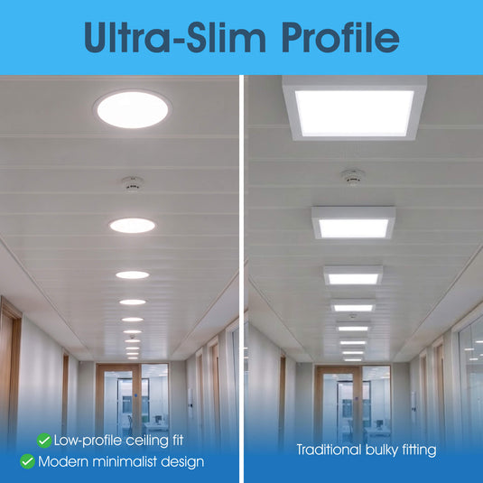 Side view showing the slim panel profile