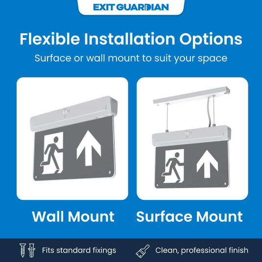 Infographic of the wall, suspended and recessed mounting options