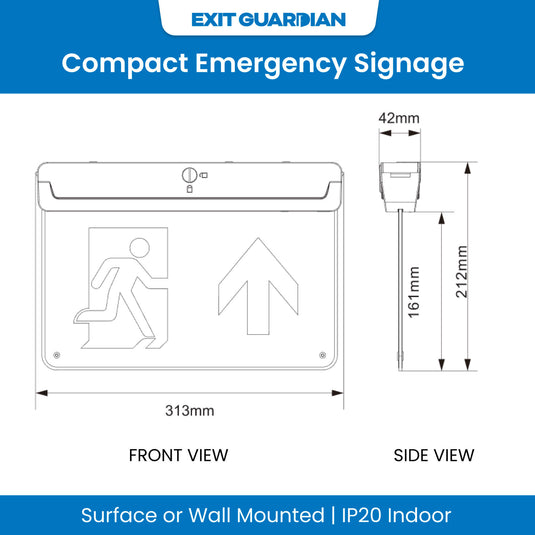 Infographic of the compact exit sign