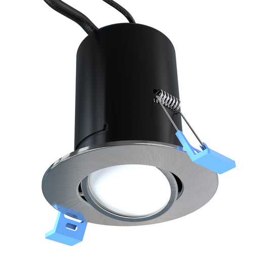 Brushed Chrome, Tilt, Fire Rated GU10 Downlight - Side Close Up