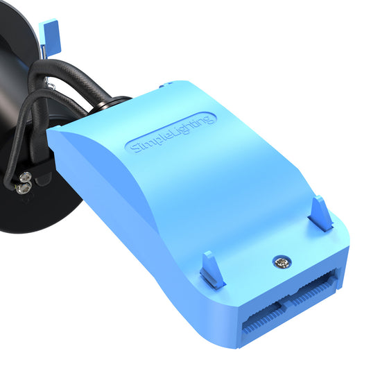 A zoomed-in image of the connector and the Simple Lighting logo at the top.