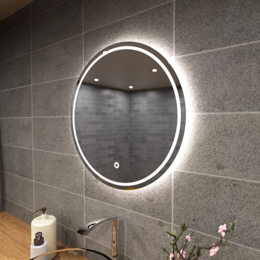 Glow, 600mm LED Bathroom Mirror in natural white light close up shot
