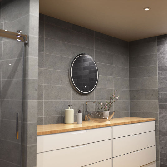 Glow, 600mm LED Bathroom Mirror in a bathroom setting