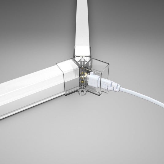 Hexagon LED tube fitted to a Y connector