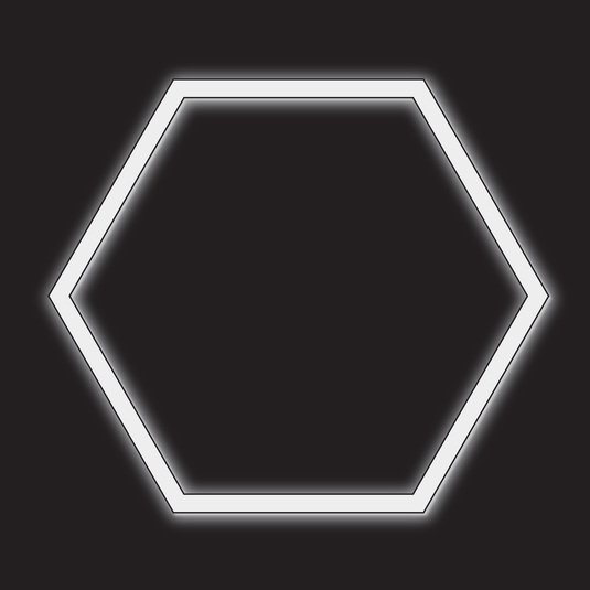 Single hexagon LED light kit, black finish, on a black background