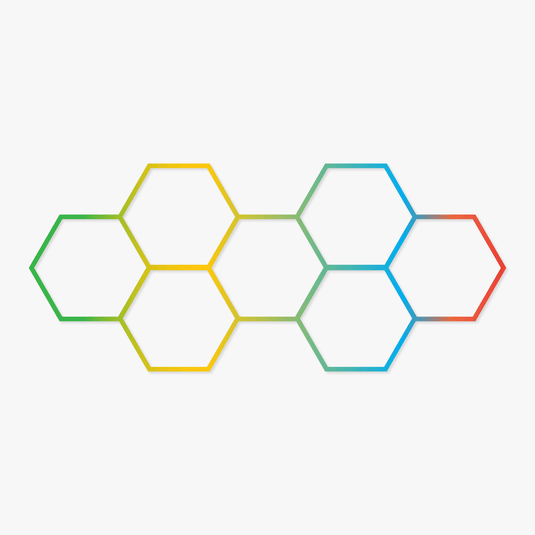 7 hexagon RGB LED light kit with white frame