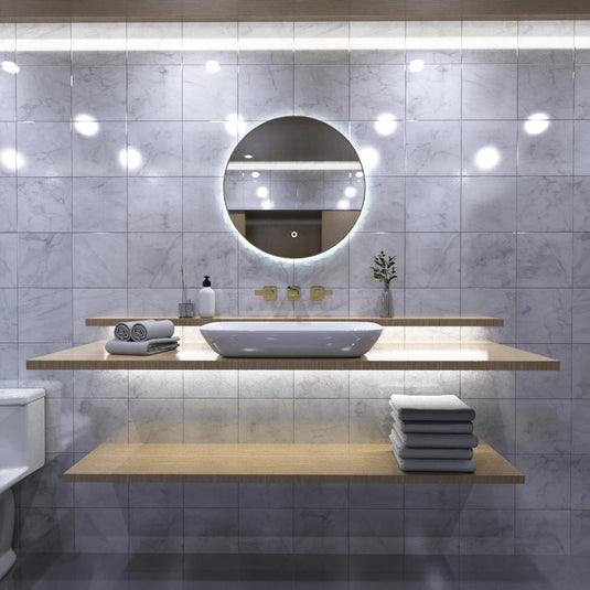 Luxe, 600mm LED Bathroom Mirror - Oak Style Bezel