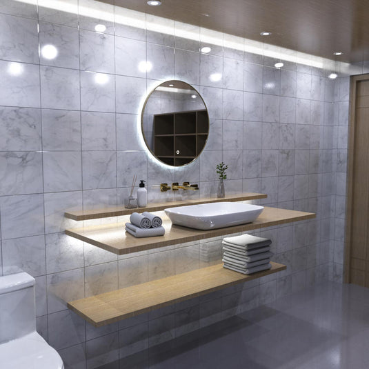 Luxe, 600mm LED Bathroom Mirror - Oak Style Bezel