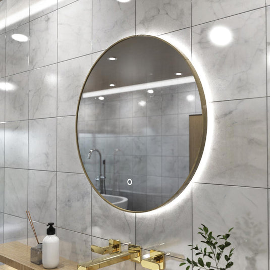 Luxe, 600mm LED Bathroom Mirror - Oak Style Bezel